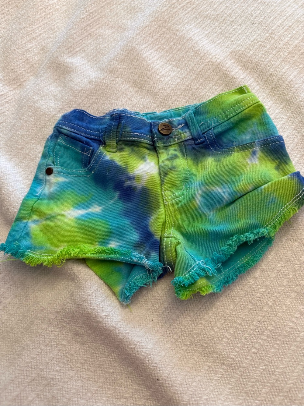 Kids Tie-Dye Green & Blue Denim Shorts
